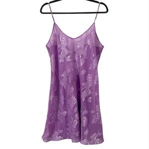 Expressions Vtg 90s Sheer Burnout Floral Slip Dress Medium Purple Fairy Ethereal